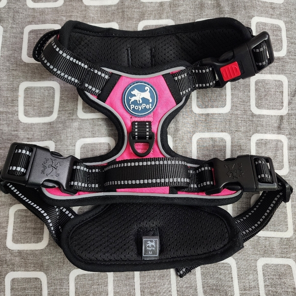 NEW PoyPet Adjustable Reflective No-Pull Dog Harness Medium Pink Black - Picture 5 of 15